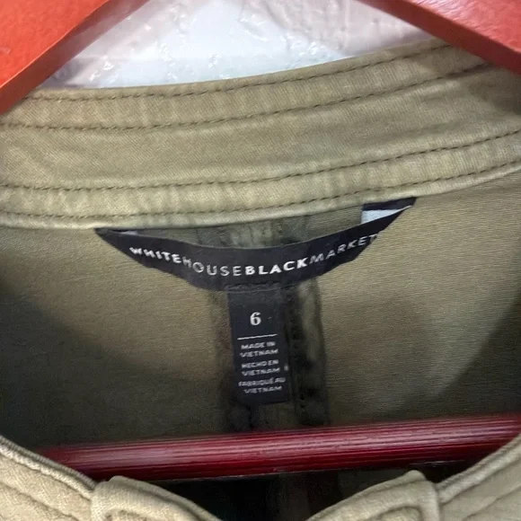 White House Black Market Olive Military Jacket Gold Buttons Utility Size 6 - Picture 11 of 15